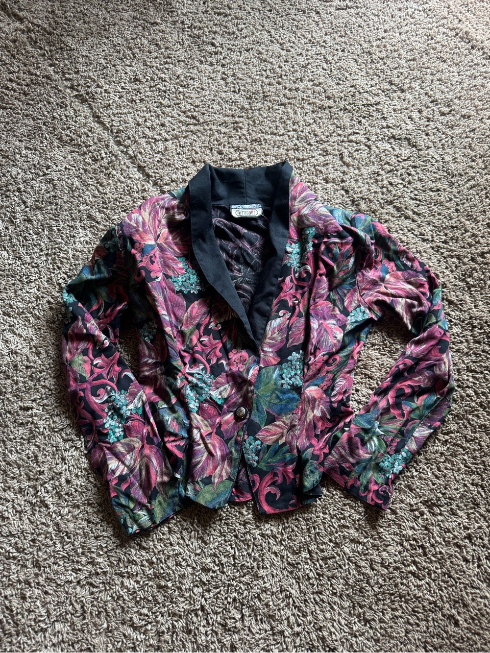 Wrapper Floral Suit Set in Pink, Teal & Black